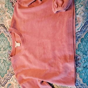 Forever 21 Blush Pink Long Sleeved Velvet Crop Top Women's Small